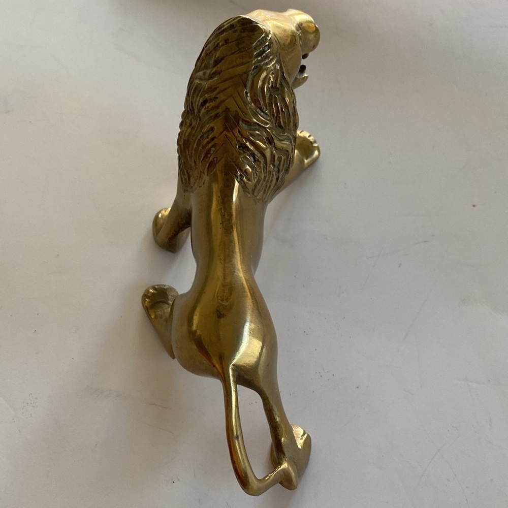 Solid Brass Lion Figurine 6.5” Long - Picture 4 of 7